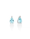 Miluna Earrings - in 18-karat White Gold with Aquamarine and Natural Diamonds - 0