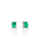 Miluna Earrings - in 18-karat White Gold with Emerald and Natural Diamonds - 0