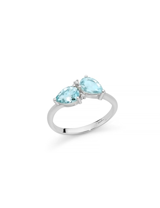 Miluna Ring - 18K White Gold with Aquamarine and Natural Diamonds - 0