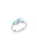 Anello Miluna - in Oro Bianco 18 carati con Acquamarina e Diamanti Naturali - 0