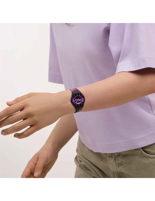 Swatch Watch - Only Time - Black - 34mm - Purple-SS08B106