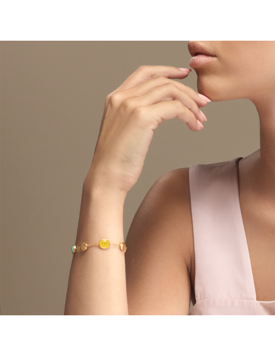 Bracciale Italo Bottene - Opalia in Oro Giallo 18 carati con Opali e Quarzite - 0