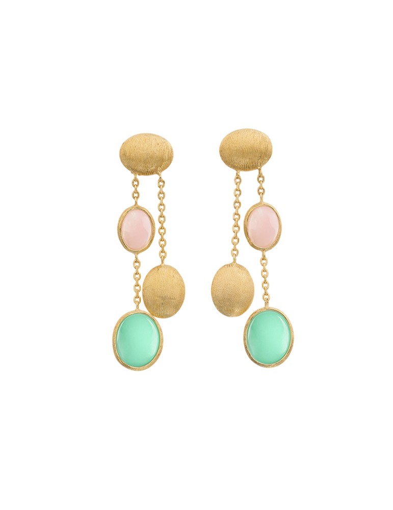 Italo Bottene Opalia Earrings in 18K Yellow Gold with Green and Pink Opals - 0