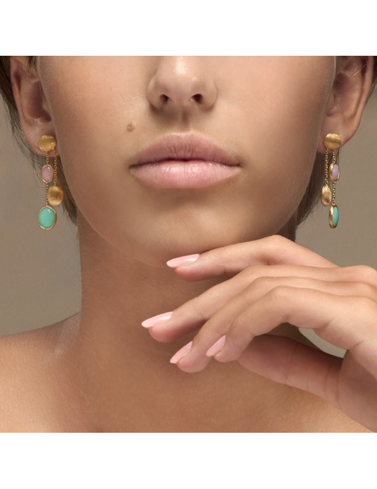 Italo Bottene Opalia Earrings in 18K Yellow Gold with Green and Pink Opals - 0