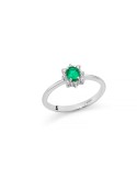 Miluna Ring - in 18-karat White Gold with Emerald and Natural Diamonds - 0