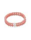 Bracciale Miluna - Terra e Mare con Perle 7,5 - 8 mm ed Agglomerato di Corallo Rosa 6 mm - 0