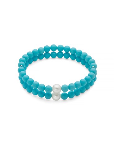 Miluna Bracelet - Land and Sea with 7.5 - 8 mm Pearls and 6 mm Turquoise Cluster - 0