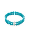 Bracciale Miluna - Terra e Mare con Perle 7,5 - 8 mm ed Agglomerato Turchese 6 mm - 0