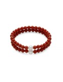 Bracciale Miluna - Terra e Mare con Perle 7,5 - 8 mm ed Agglomerato di Corallo Rosso 6 mm - 0