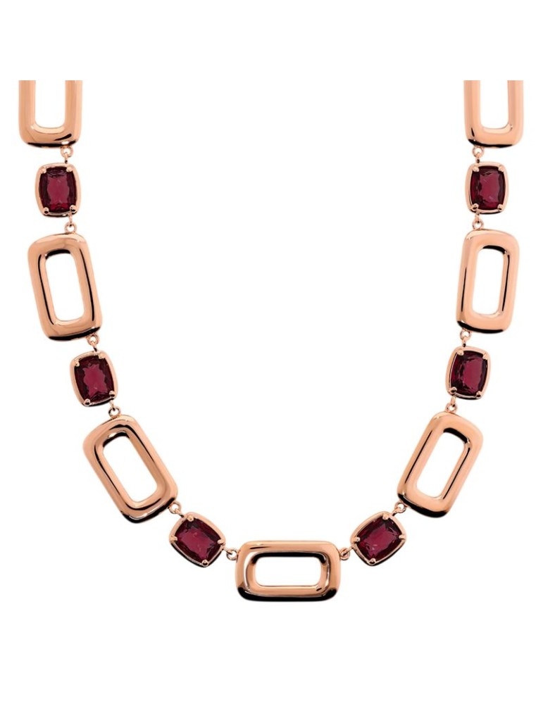 Bronzallure Necklace-Rectangular Links-Prisma Gem Bordeaux-WSBZ02359.BRD