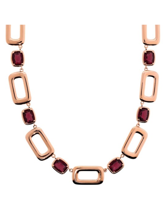 Bronzallure Necklace-Rectangular Links-Prisma Gem Bordeaux-WSBZ02359.BRD