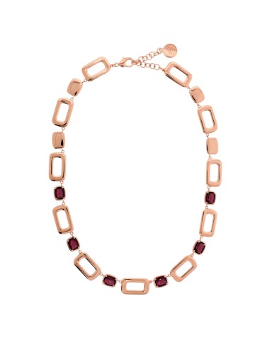 Bronzallure Necklace-Rectangular Links-Prisma Gem Bordeaux-WSBZ02359.BRD 2