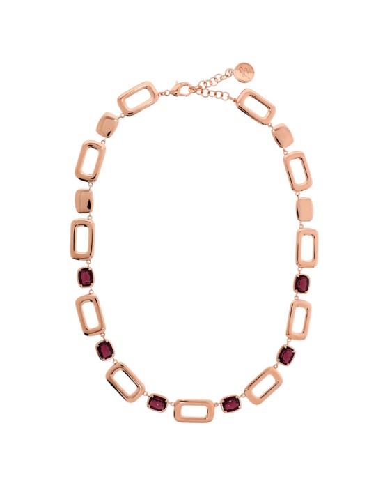 Bronzallure Necklace-Rectangular Links-Prisma Gem Bordeaux-WSBZ02359.BRD