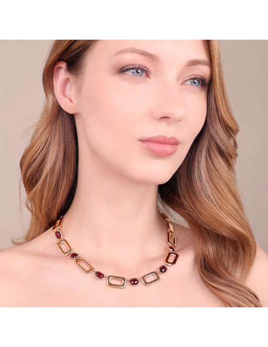 Collana Bronzallure-Maglie Rettangolari-Prisma Gem Bordeaux-WSBZ02359.BRD