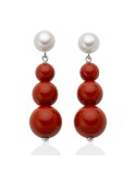 Miluna Earrings - Pendants - Pearls - Red Coral Agglomerate - PER2876