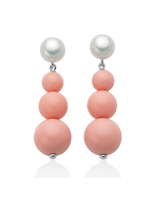 Orecchini Miluna - Pendenti - Perle - Agglomerato Corallo Rosa-PER2877