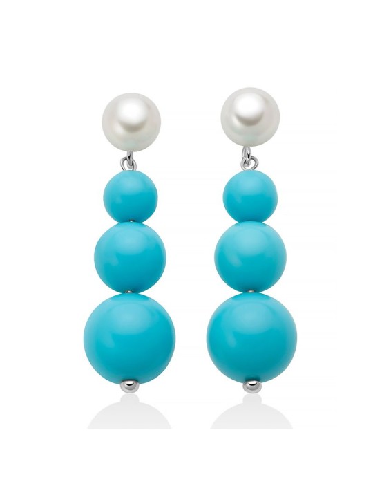 Miluna Earrings - Pendants - Pearls - Turquoise Agglomerate - PER2878