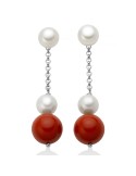 Orecchini Miluna-Argento 925%-Perle-Agglomerato Corallo Rosso-PER2879