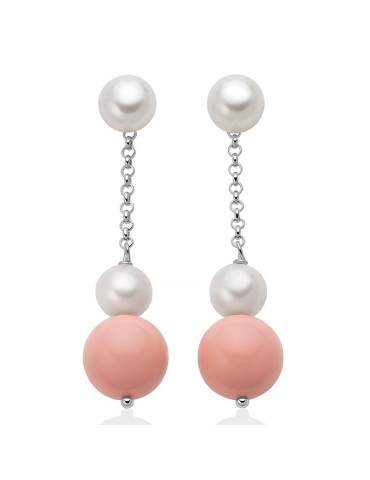 Orecchini Miluna - Argento 925%-Perle-Agglomerato Corallo Rosa-PER2880