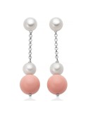 Orecchini Miluna - Argento 925%-Perle-Agglomerato Corallo Rosa-PER2880