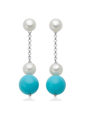 Orecchini Miluna - Argento 925% - Perle - Agglomerato Turchese-PER2881