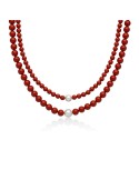 Miluna Necklace - Land and Sea with Pearls and Red Coral Cluster - 0