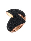 Anella Pesavento - Argento 925% Rosato-Pavè Nero-Misura 17-WPLVA2488/M