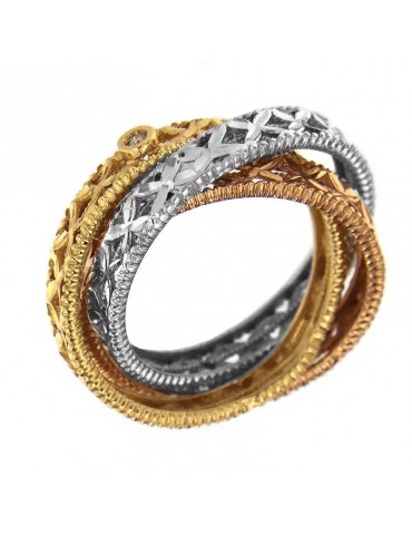 Lorenzo Ungari Woman Ring - 3Chic in 18k Rose, White and Yellow Gold - 0