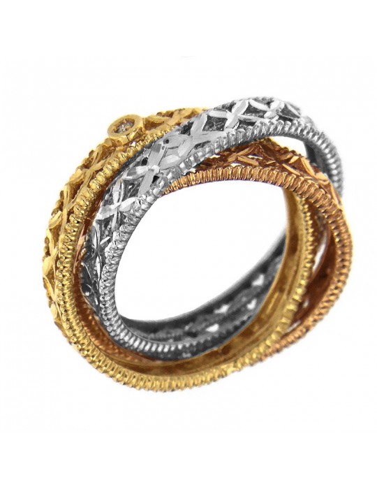 Lorenzo Ungari Woman Ring - 3Chic in 18k Rose, White and Yellow Gold - 0