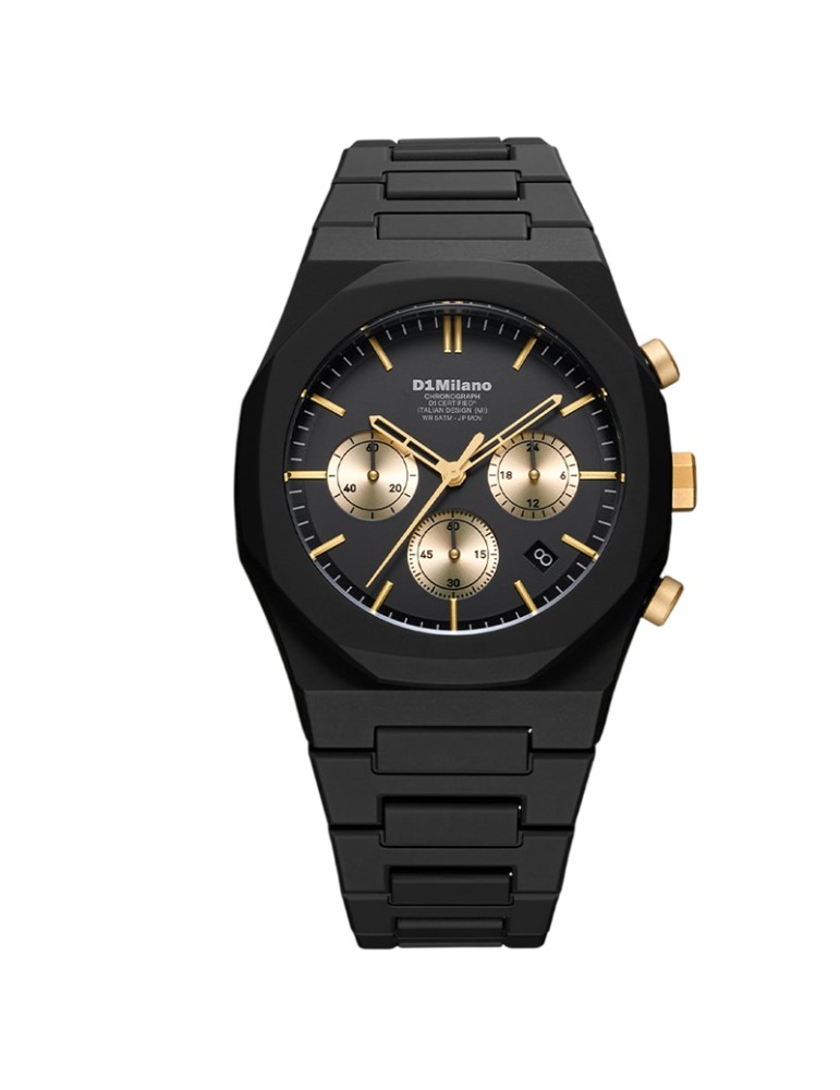 D1 Milano Watch - Gilded Solar Polychrono 40.5 mm Black Gold - 0