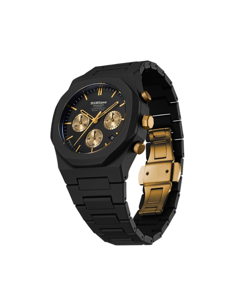 Orologio D1 Milano - Gilded Solar Polychrono 40.5 mm Nero Gold - 0