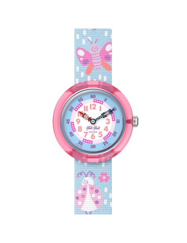 Orologio Flik Flak - Blu e Rosa - 32mm - Fiori e Coccinelle - ZFBNP253