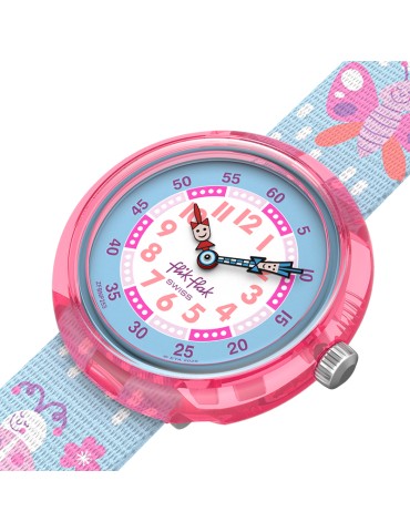 Flik Flak Watch - Blue and Pink - 32mm - Flowers and Ladybugs-ZFBNP253 2