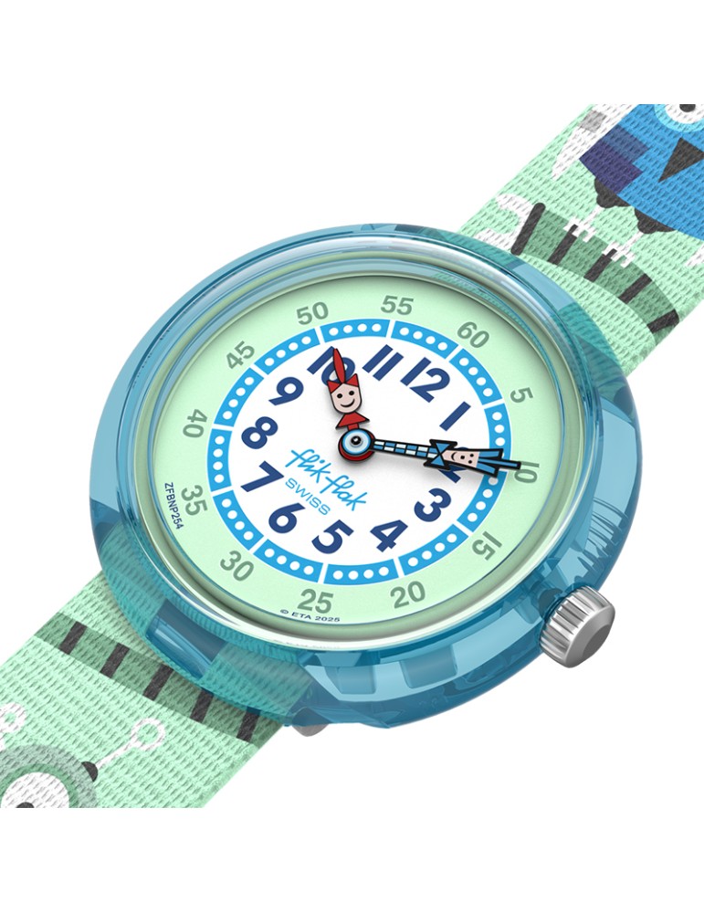Orologio Flik Flak - Beep Beep Beep! - 32mm - Verde - Robot - ZFBNP254