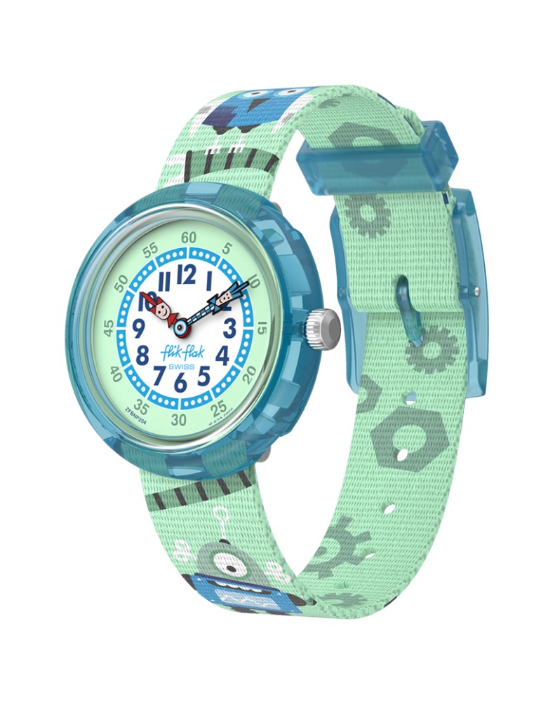 Orologio Flik Flak - Beep Beep Beep! - 32mm - Verde - Robot - ZFBNP254