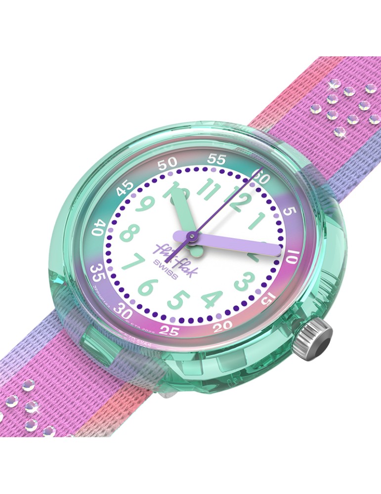Flik Flak Watch - Flip it Pink!-Multicoloured-32mm-Crystals-ZFPNP183