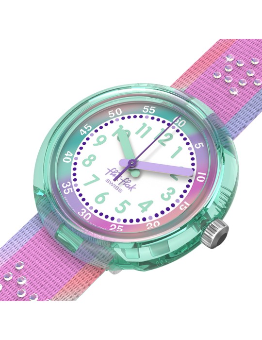 Orologio Flik Flak - Flip it Pink!-Multicolore-32mm-Cristalli-ZFPNP183