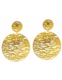 Salvatore Plata Earrings - in 925% Golden Silver Circle with Openwork Filigree - 0