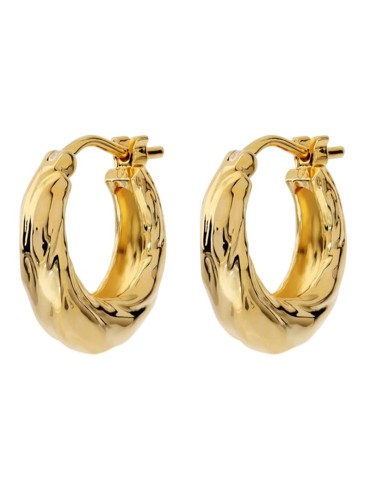 Etruscan Earrings - Golden - Hoop - Hammered Finish - WSET00953.YG