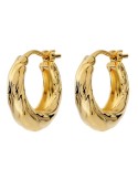 Etruscan Earrings - Golden - Hoop - Hammered Finish - WSET00953.YG