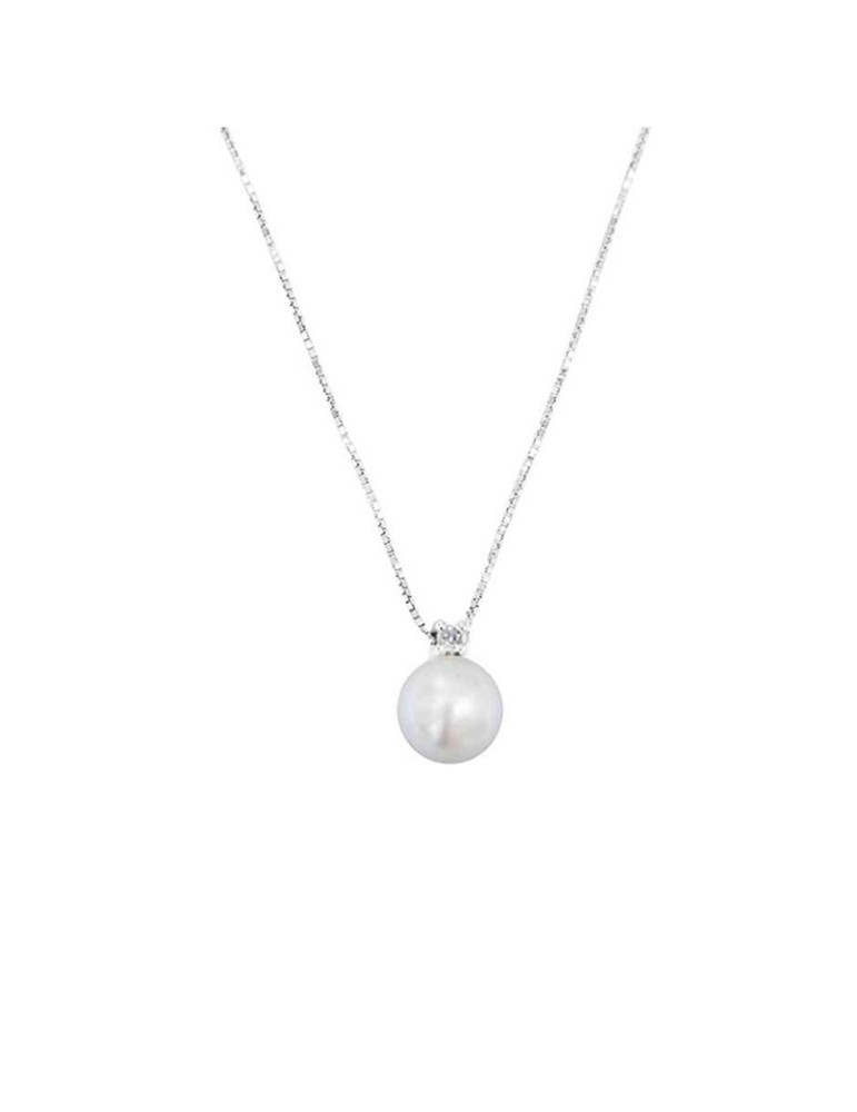 Davite&Delucchi Necklace - in 18K White Gold with 6mm Pearl and Natural Diamond - 0