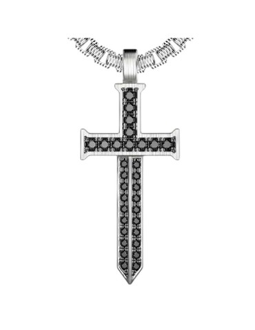 Collana Zancan - Studio - Argento 925%-Croce-Spinelli Neri-STC005-N-60