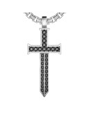 Zancan Necklace - Studio - 925% Silver-Cross-Black Spinelli-STC005-N-60