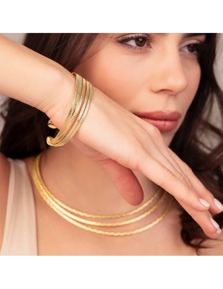 Bracciale Etrusca - Itaca - Multifilo Dorato -Maglia Tubogas-WSET00948