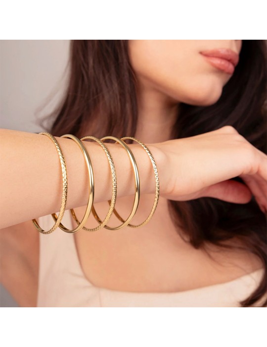 Set of Bracelets - Ithaca - Gilded - Polished - Hammered - WSET00951