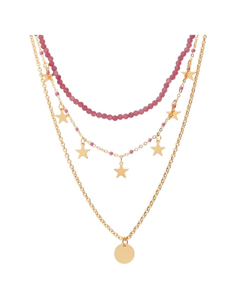 Collana Bronzallure - Dorata - Ciondoli - Quarzo Rosa - WSBZ02529Y.PQ