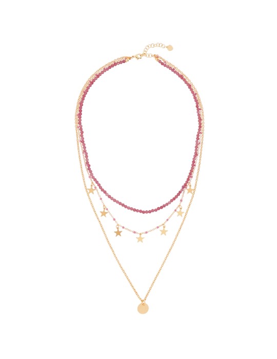 Collana Bronzallure - Dorata - Ciondoli - Quarzo Rosa - WSBZ02529Y.PQ