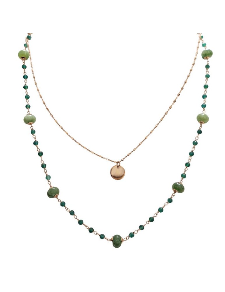 Bronzallure Necklace - Multistrand - Rose Gold - Green Quartz-WSBZ02483.G