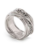 Rubinia Woman's Ring - Filodellavita Classic 13 Wires in 925% Silver with Black Diamonds 0.21 ct - Size 19 - 0