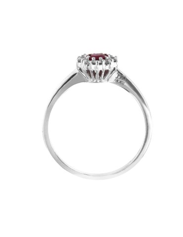 Anello Davite&Delucchi - Rosetta in Oro Bianco 18 carati con Diamanti Naturali e Rubino 0,35 ct - 0 2
